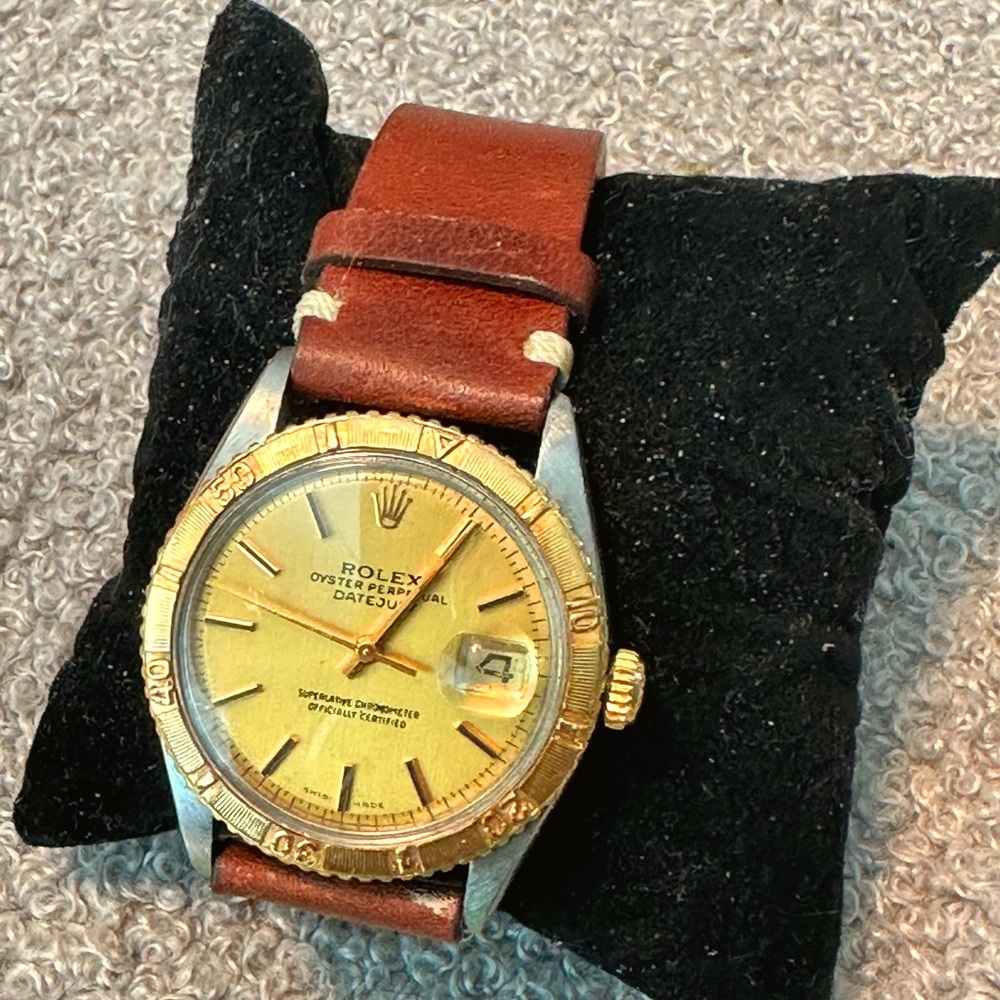 Rolex 36mm Turn-O-Graph Thunderbird 14k Gold Plated Stainless Steel Vintage 1970